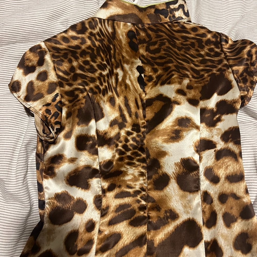 Kim Shui Studio 100% silk leopard print Qipao cheongsam mini dress - Picture 3 of 4